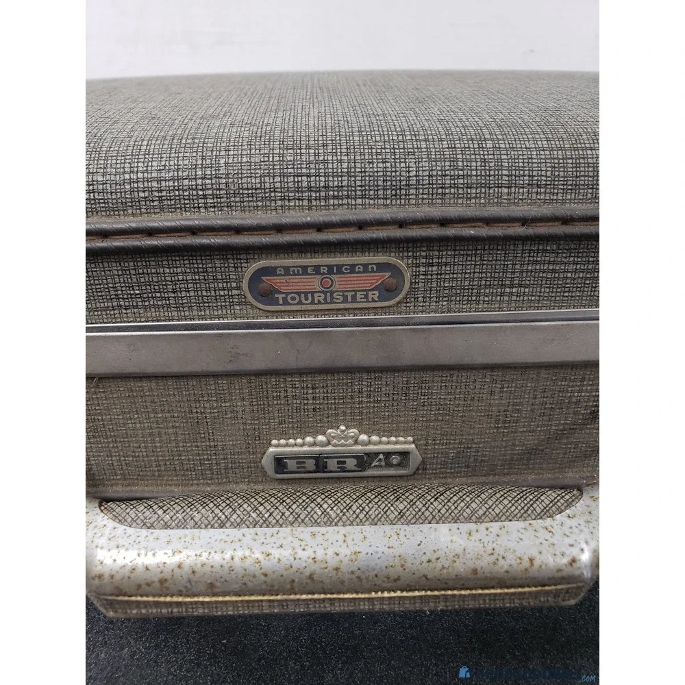 Vintage 60s American Tourister Hard Shell Suitcase MCM Travel Stackable Storage
